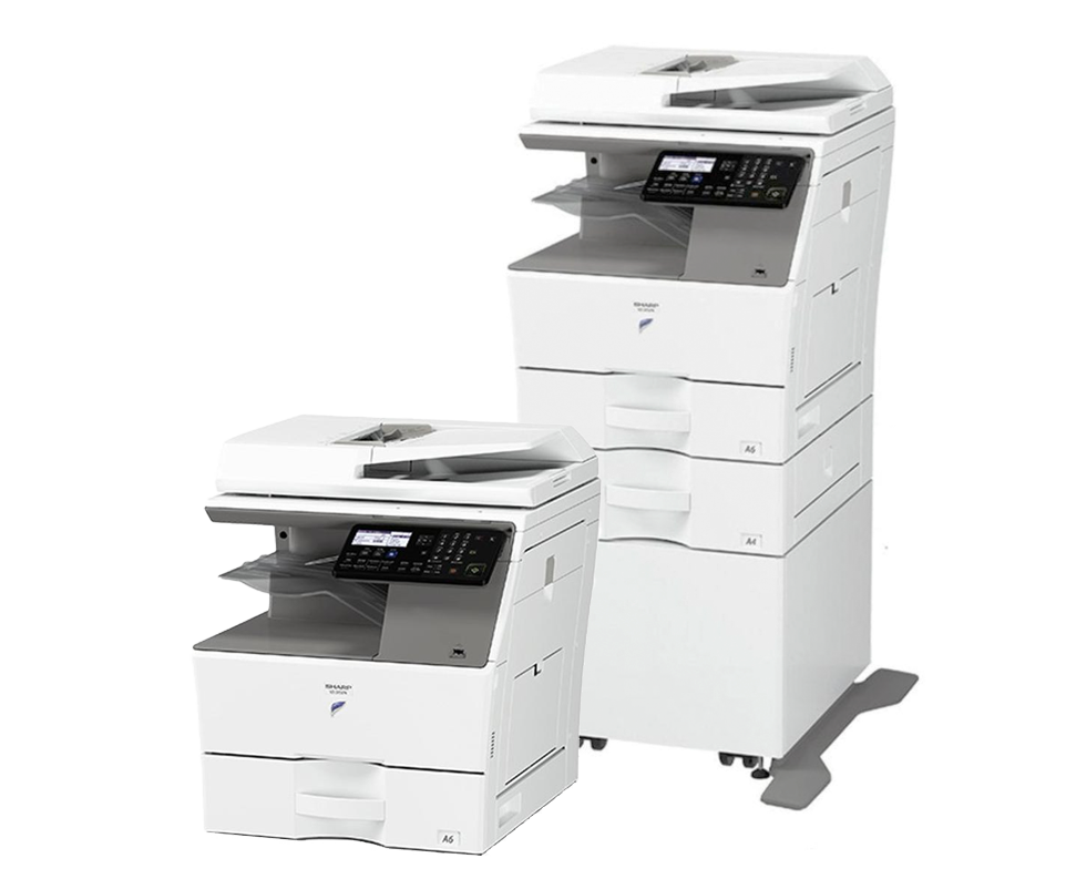 sharp small compact photocopier AR-B351T-mx350-printer-slant